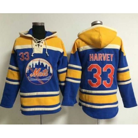 Mets #33 Matt Harvey Blue Sawyer Hooded Sweatshirt MLB Hoodie