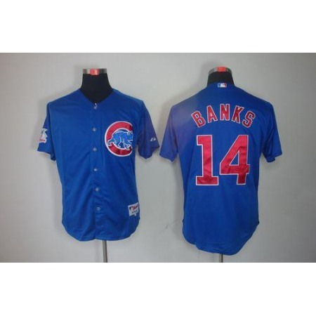 Cubs #14 Ernie Banks Blue Cool Base Stitched MLB Jersey