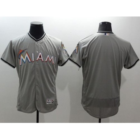 marlins Blank Grey Flexbase Authentic Collection Stitched MLB Jersey