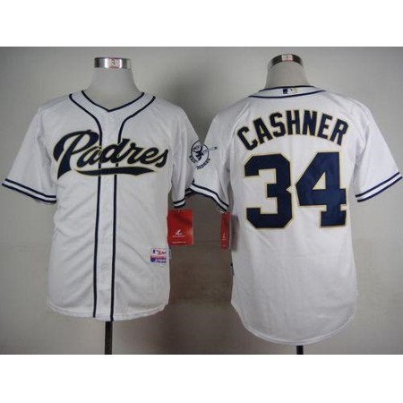 Padres #34 Andrew Cashner White Cool Base Stitched MLB Jersey