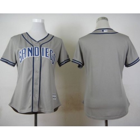 Padres Blank Grey Road Women's Stitched MLB Jersey