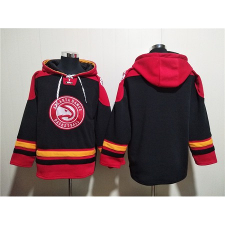 Men's Atlanta Hawks Blank Black/Red Lace-Up Pullover Hoodie