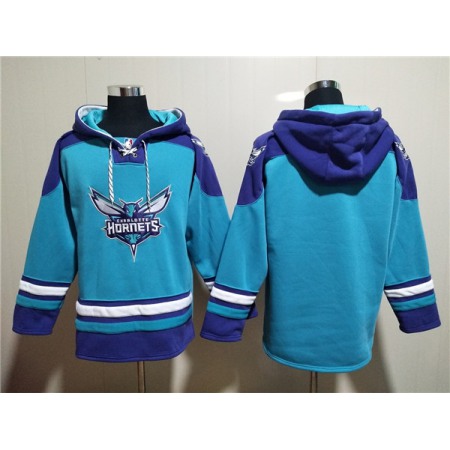 Men's Charlotte Hornets Blank Aqua Lace-Up Pullover Hoodie