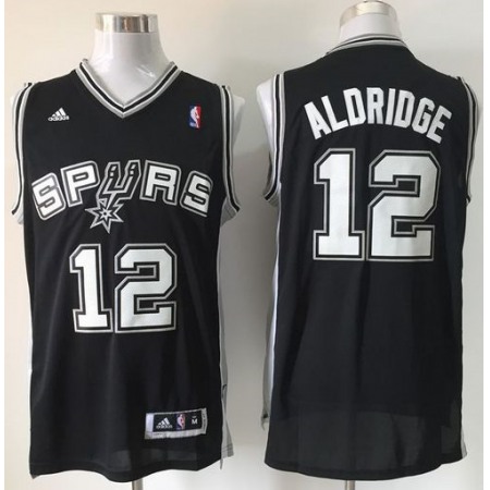 Spurs #12 LaMarcus Aldridge Black Road Stitched NBA Jersey