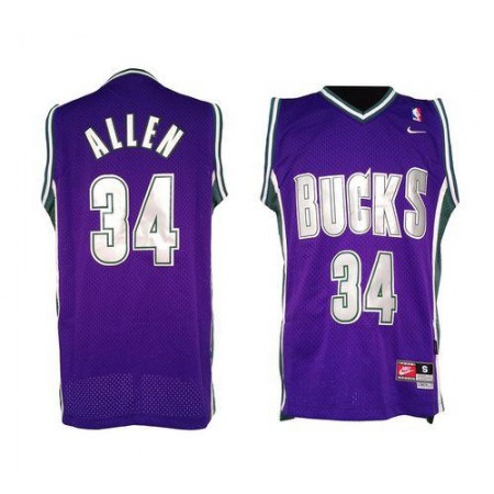 Bucks #34 Ray Allen Purple Soul Swingman Stitched NBA Jersey