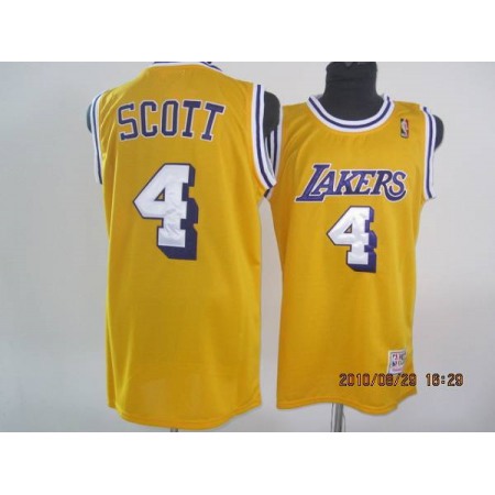 Lakers #4 Byron Scott Stitched Yellow Throwback NBA Jersey