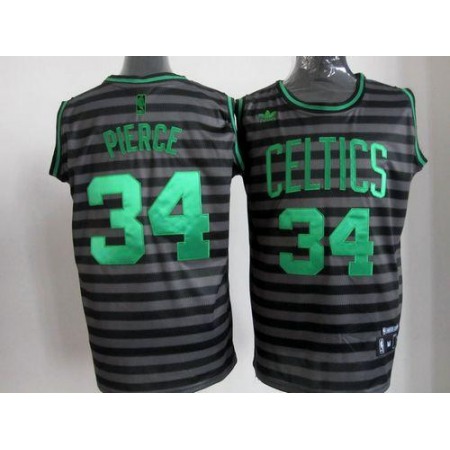 Celtics #34 Paul Pierce Black/Grey Groove Embroidered NBA Jersey