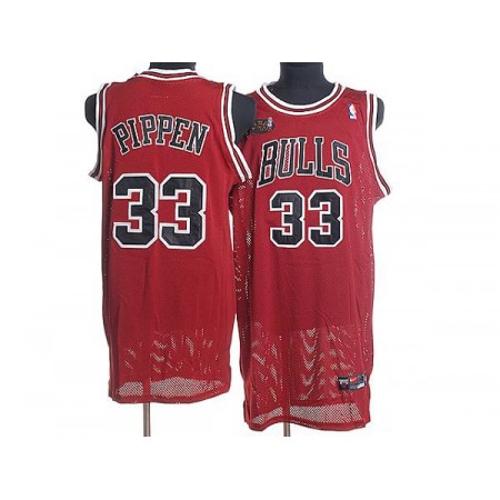 Bulls #33 Scottie Pippen Stitched Red Champion Patch NBA Jersey