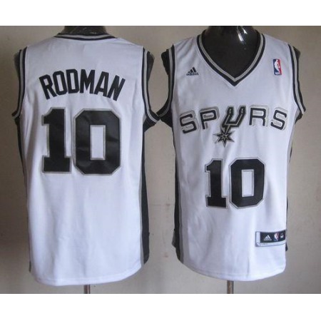 Revolution 30 Spurs #10 Dennis Rodman White Stitched NBA Jersey