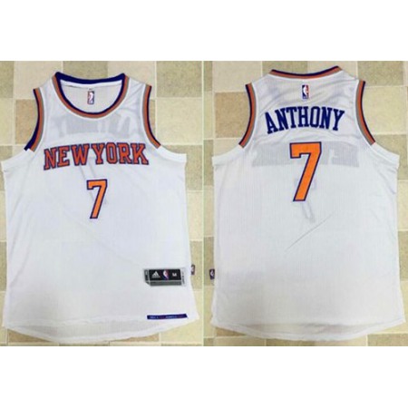 Knicks #7 Carmelo Anthony White Revolution 30 Stitched NBA Jersey