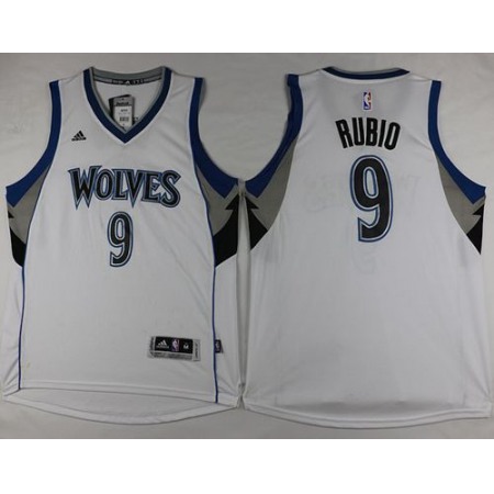 Timberwolves #9 Ricky Rubio Revolution 30 White Stitched NBA Jersey