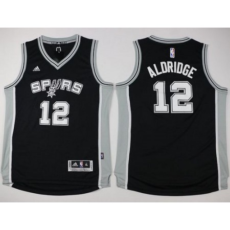 Spurs #12 LaMarcus Aldridge Black Youth Stitched NBA Jersey