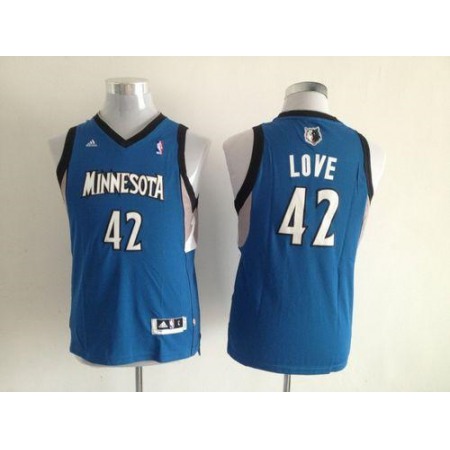 Timberwolves #42 Kevin Love Blue Stitched Youth NBA Jersey