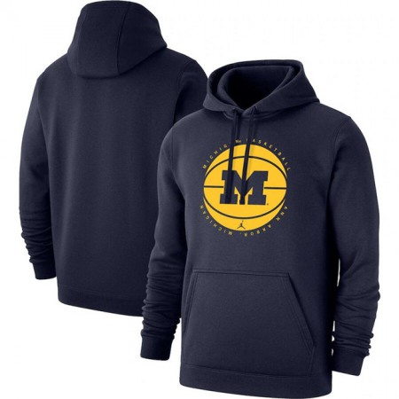 Men's Michigan Wolverines Navy Basketball Pullover Hoodie