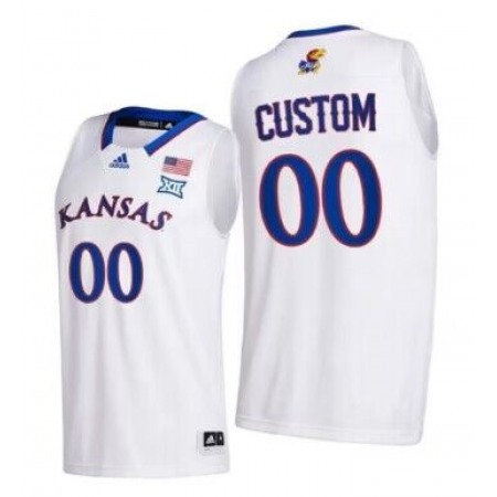 Men's Kansas Jayhawks Custom White Stitched Basketball Jersey