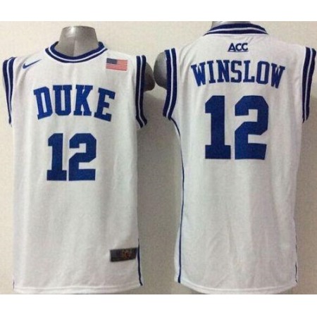 Blue Devils #12 Justise Winslow White Basketball Stitched NCAA Jersey