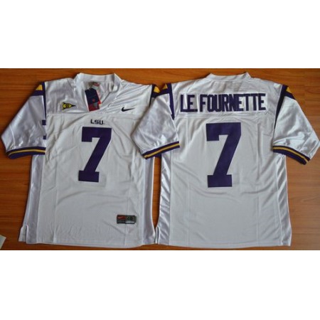 LSU Tigers #7 Leonard Fournette White Stitched NCAA Jersey