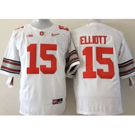 Buckeyes #15 Ezekiel Elliott White Stitched Youth NCAA Jersey