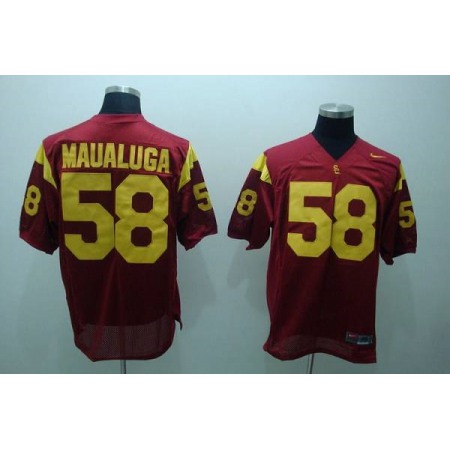 Trojans #58 Rey Maualuga Red Stitched NCAA Jersey