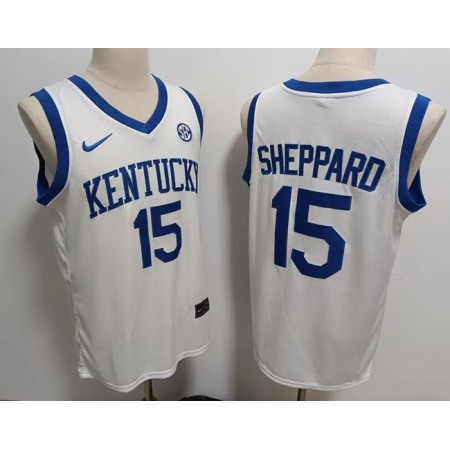 Men's Kentucky Wildcats #15 Reed Sheppard White Stitched Jersey