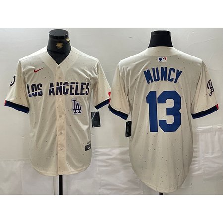 Men's Los Angeles Dodgers #13 Max Muncy Cream Stitched Baseball Jersey