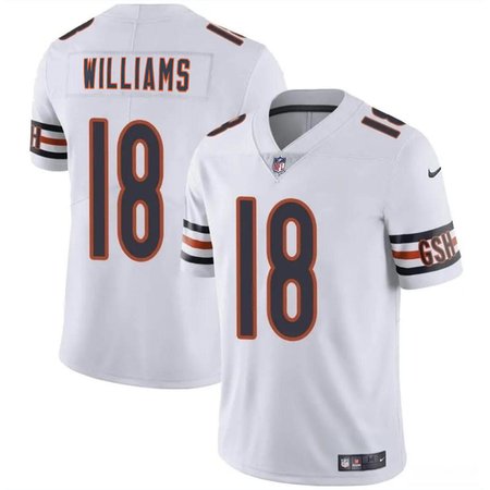 Youth Chicago Bears #18 Caleb Williams White 2024 Draft Vapor Stitched Football Jersey