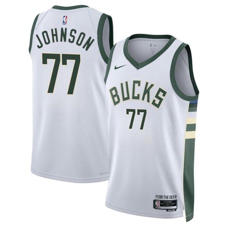 Men's Milwaukee Bucks #77 AJ Johnson White 2024 Draft Association Edition Stitched Basketball Jersey