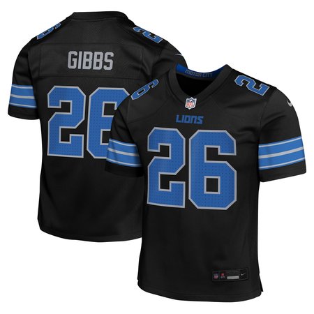 Youth Detroit Lions Jahmyr Gibbs Nike Black Alternate Player Game Jersey