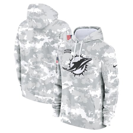 Youth Miami Dolphins Nike White/Gray 2024 Salute To Service Pullover Hoodie