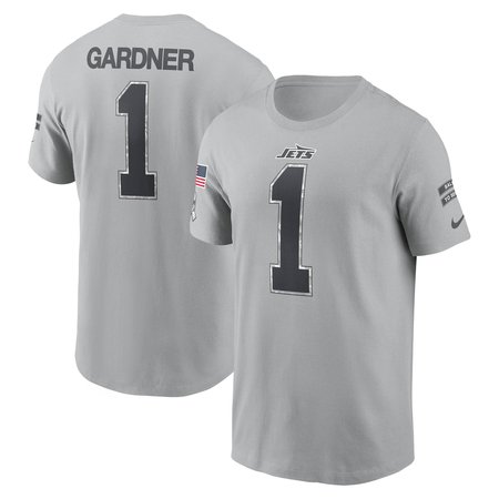 Men's New York Jets Ahmad Sauce Gardner Nike Gray 2024 Salute To Service Name & Number T-Shirt