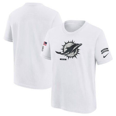 Youth Miami Dolphins Nike White 2024 Salute To Service T-Shirt