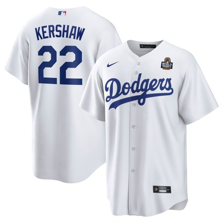 Men's Los Angeles Dodgers Clayton Kershaw Nike White 2024 World Series Home Replica Player Jersey