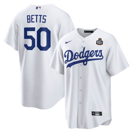 Men's Los Angeles Dodgers Mookie Betts Nike White 2024 World Series Home Replica Player Jersey