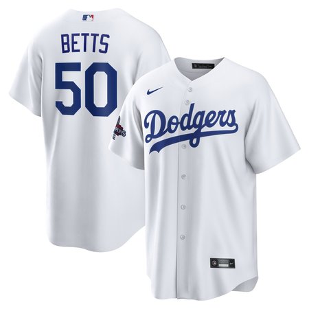 Men's Los Angeles Dodgers Mookie Betts Nike White 2024 World Series Champions Home Replica Player Jersey