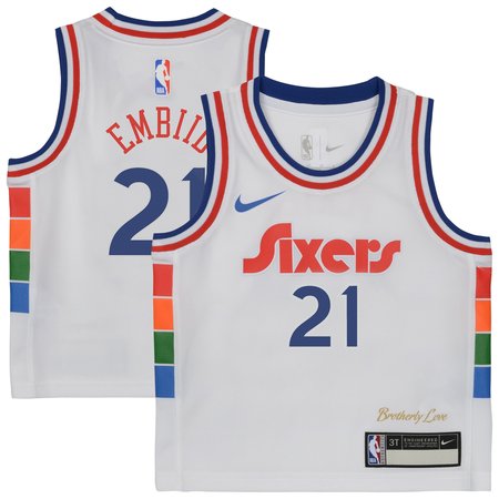 Toddler Philadelphia 76ers Joel Embiid Nike White 2024/25 Swingman Player Jersey - City Edition