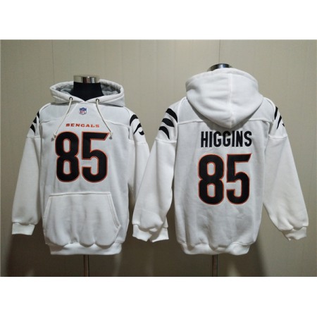 Men's Cincinnati Bengals #85 Tee Higgins White Pullover Hoodie