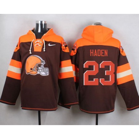 Nike Browns #23 Joe Haden Brown Player Pullover NFL Hoodie