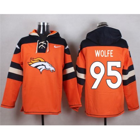 Nike Broncos #95 Derek Wolfe Orange Player Pullover NFL Hoodie