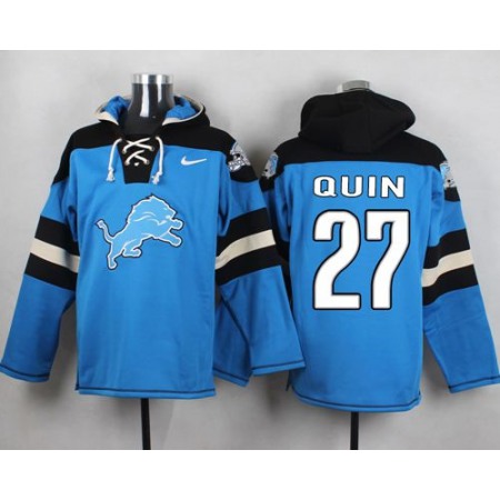 Nike Lions #27 Glover Quin Blue Player Pullover NFL Hoodie