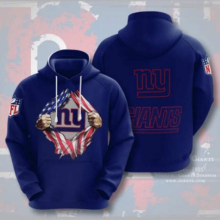 Men's New York Giants Blue 3D Trending Hoodie