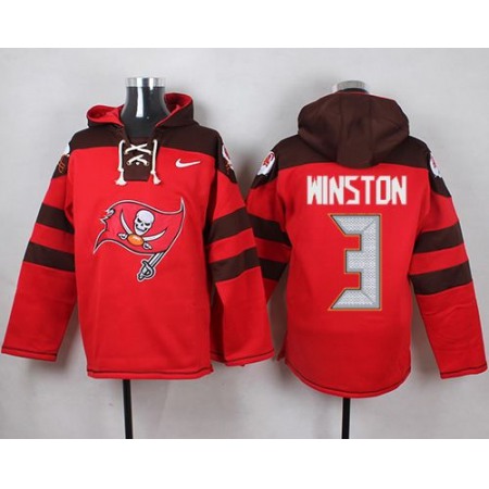 Nike Buccaneers #3 Jameis Winston Red Player Pullover NFL Hoodie