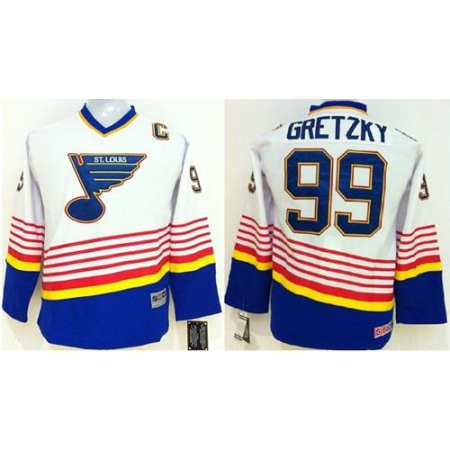 Blues #99 Wayne Gretzky White Stitched Youth NHL Jersey