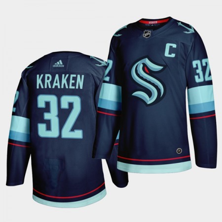 Men's Seattle Kraken Primary Logo #32 Navy Stitched Jersey